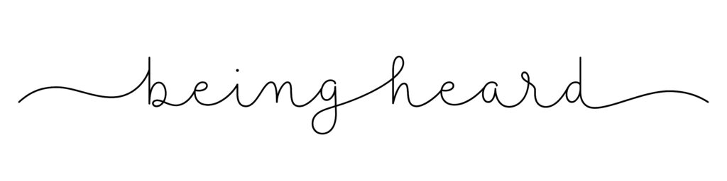 BEING HEARD black vector monoline calligraphy banner with swashes BEING HEARD black vector monoline calligraphy banner with swashes